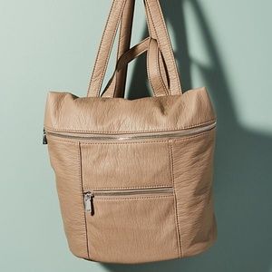 Anthropologie Jalen Zipper Backpack Faux Leather